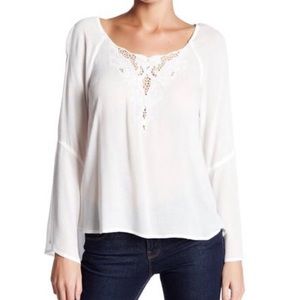 Lush sheer white blouse with lace detail